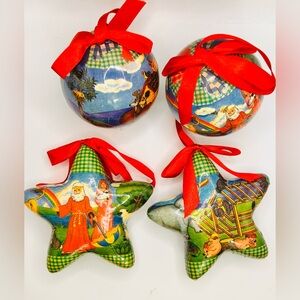 🎄Noah’s Ark Set of 4 Christmas Tree Ornaments by C&F Vintage 1996